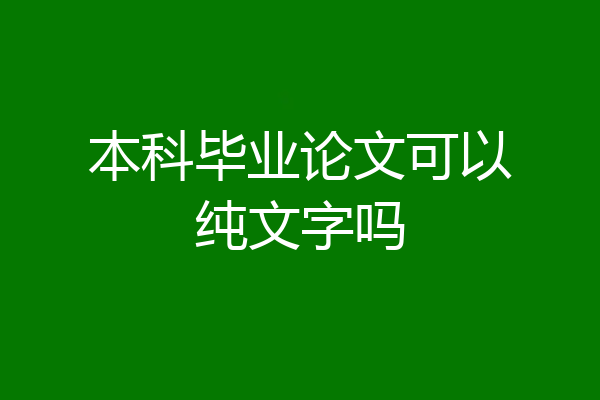 本科毕业论文可以纯文字吗