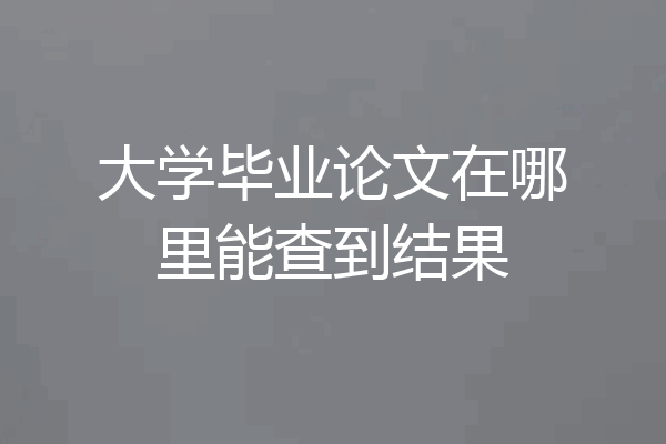 大学毕业论文在哪里能查到结果