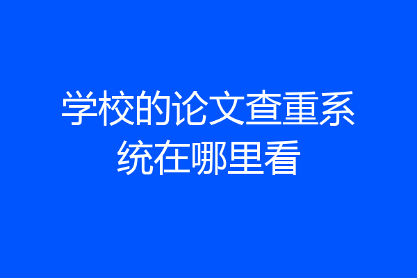 学校的论文查重系统在哪里看