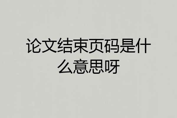 论文结束页码是什么意思呀