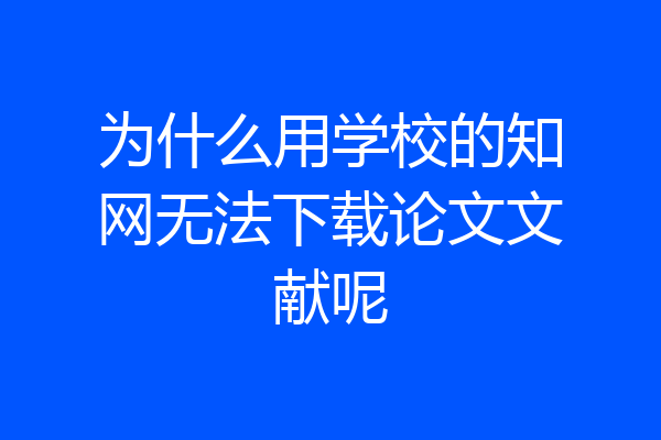 为什么用学校的知网无法下载论文文献呢