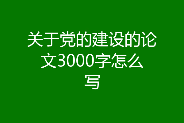 关于党的建设的论文3000字怎么写