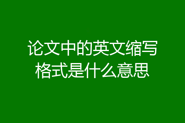 论文中的英文缩写格式是什么意思
