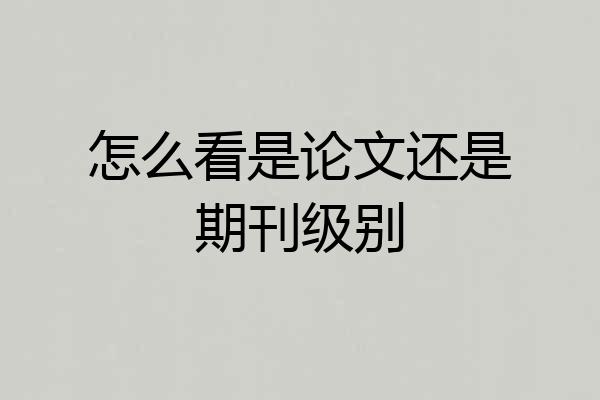 怎么看是论文还是期刊级别