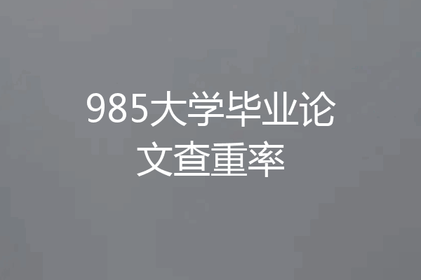985大学毕业论文查重率