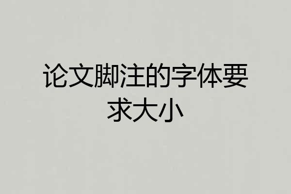 论文脚注的字体要求大小