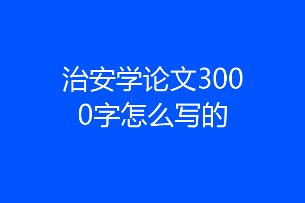 治安学论文3000字怎么写的