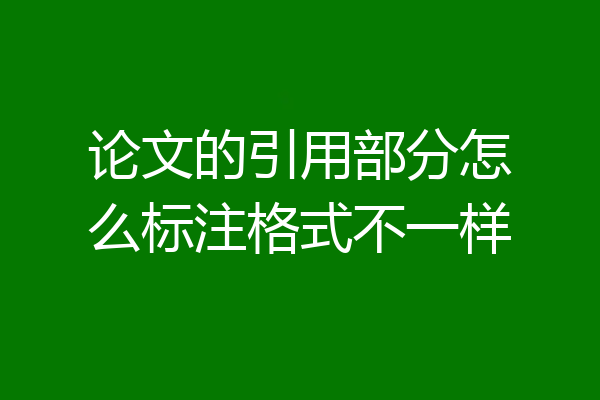 论文的引用部分怎么标注格式不一样