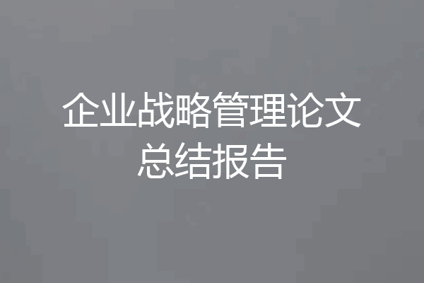 企业战略管理论文总结报告