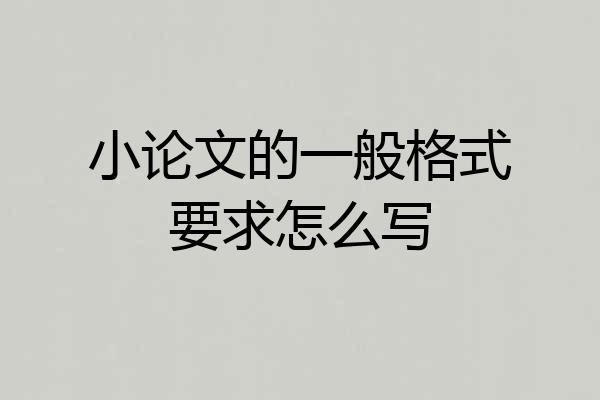 小论文的一般格式要求怎么写