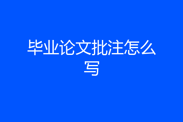 毕业论文批注怎么写