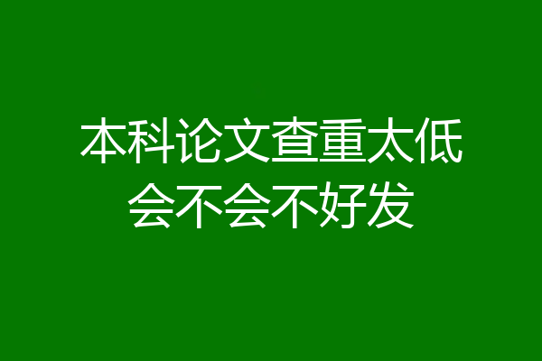 本科论文查重太低会不会不好发
