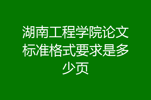 湖南工程学院论文标准格式要求是多少页
