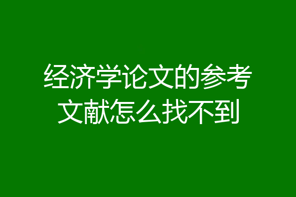 经济学论文的参考文献怎么找不到