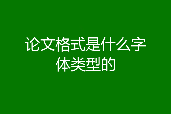 论文格式是什么字体类型的