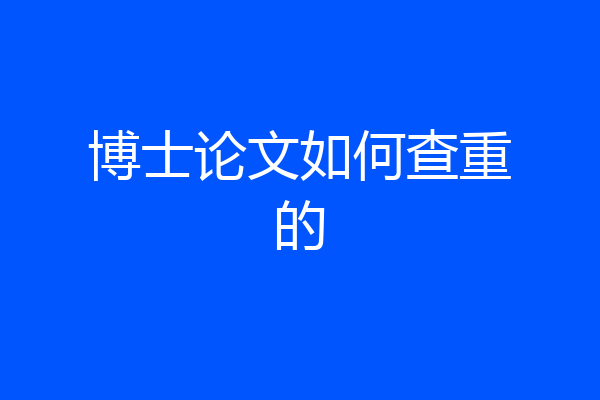 博士论文如何查重的