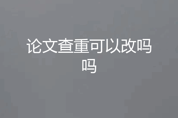 论文查重可以改吗吗