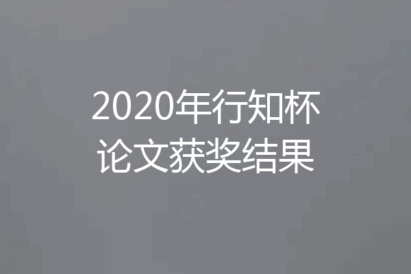 2020年行知杯论文获奖结果