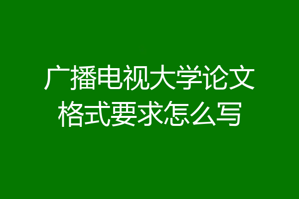 广播电视大学论文格式要求怎么写