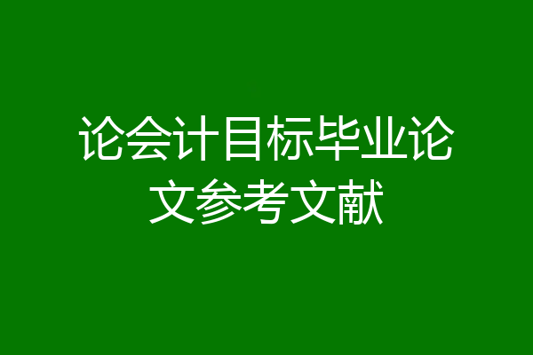 论会计目标毕业论文参考文献
