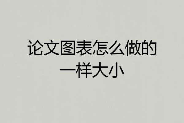 论文图表怎么做的一样大小