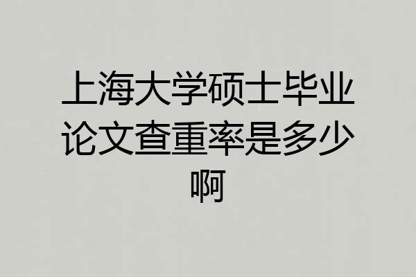 上海大学硕士毕业论文查重率是多少啊