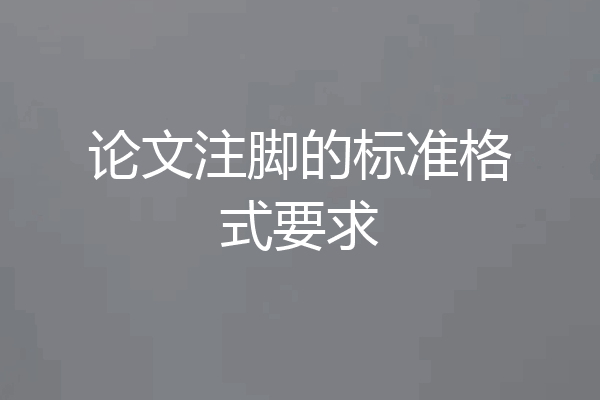 论文注脚的标准格式要求