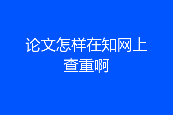 论文怎样在知网上查重啊