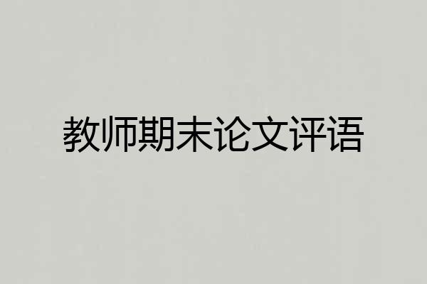 教师期末论文评语