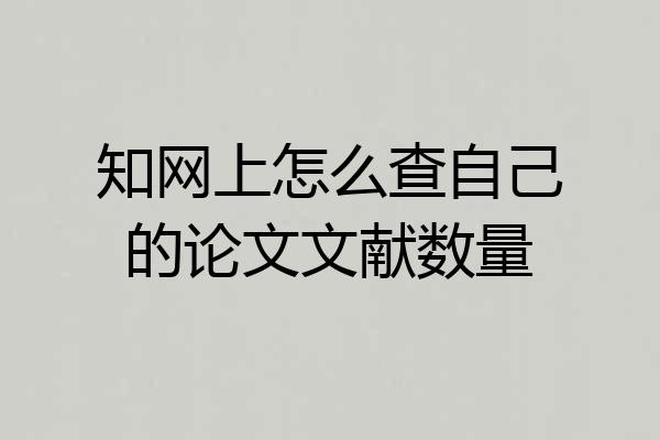 知网上怎么查自己的论文文献数量