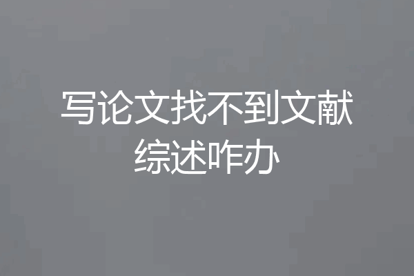写论文找不到文献综述咋办