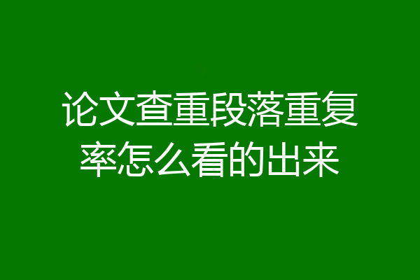 论文查重段落重复率怎么看的出来