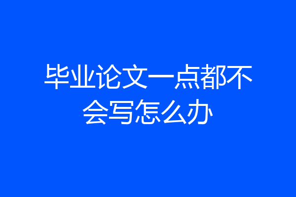 毕业论文一点都不会写怎么办