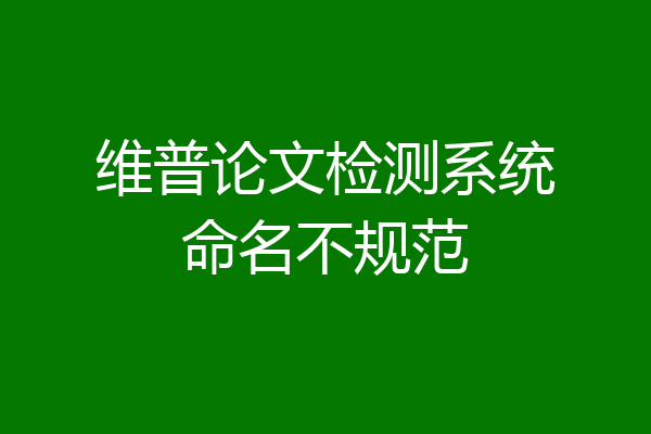 维普论文检测系统命名不规范