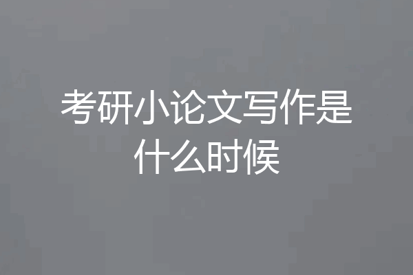 考研小论文写作是什么时候