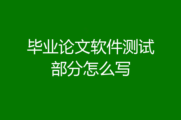 毕业论文软件测试部分怎么写