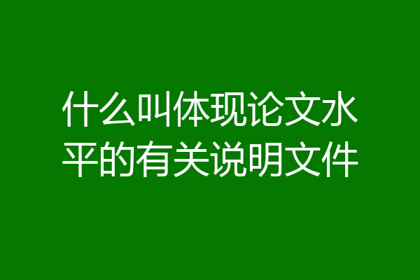 什么叫体现论文水平的有关说明文件