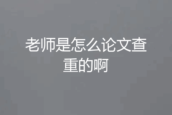 老师是怎么论文查重的啊
