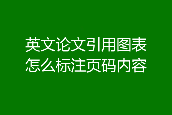 英文论文引用图表怎么标注页码内容