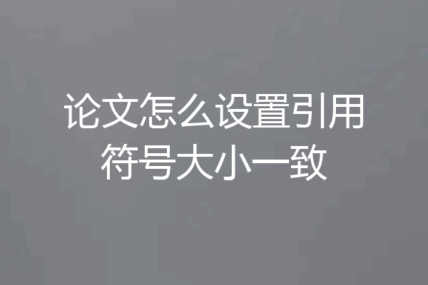 论文怎么设置引用符号大小一致