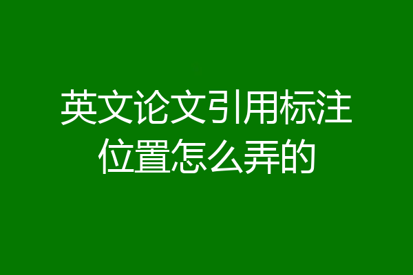 英文论文引用标注位置怎么弄的