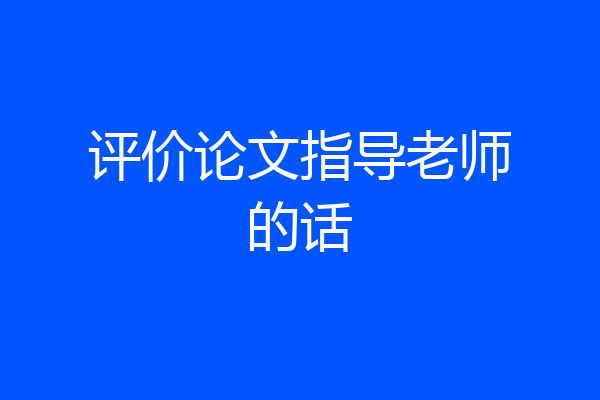 评价论文指导老师的话