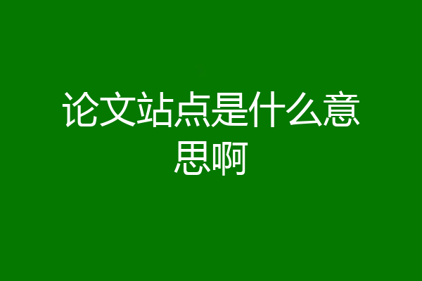 论文站点是什么意思啊