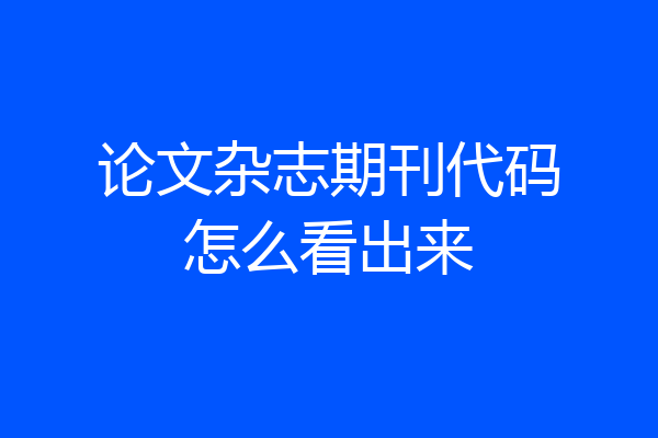 论文杂志期刊代码怎么看出来