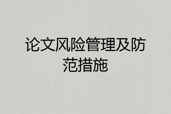 论文风险管理及防范措施