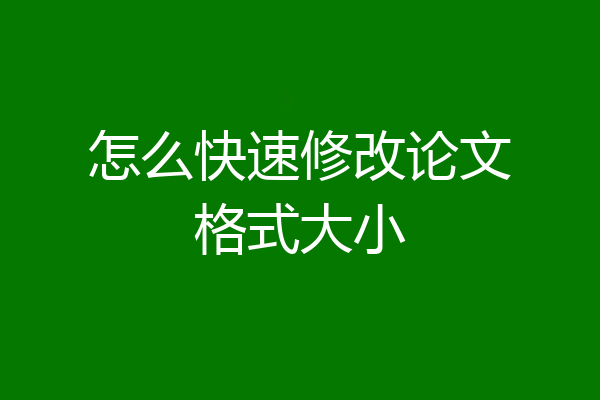 怎么快速修改论文格式大小