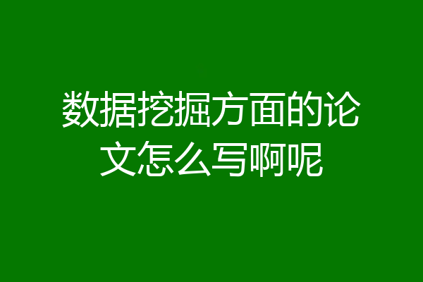 数据挖掘方面的论文怎么写啊呢