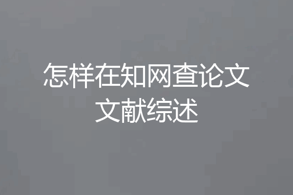 怎样在知网查论文文献综述