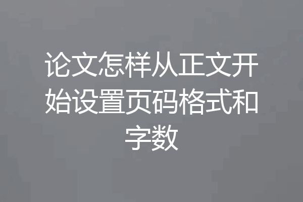 论文怎样从正文开始设置页码格式和字数