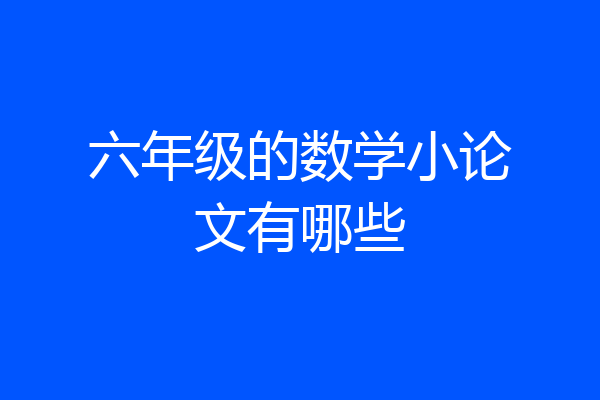 六年级的数学小论文有哪些